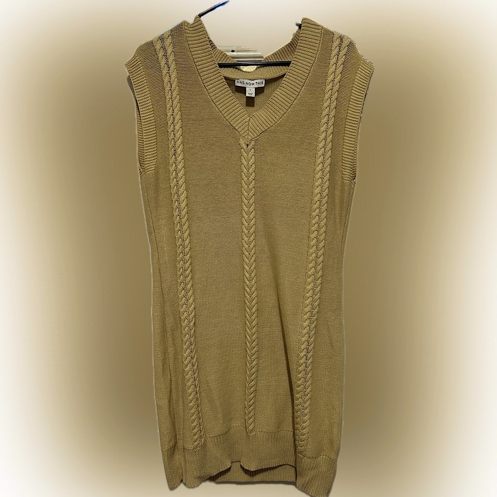 Chic Sweater Vest Dress in Camel Brown (Large)🧥🧣🌨️